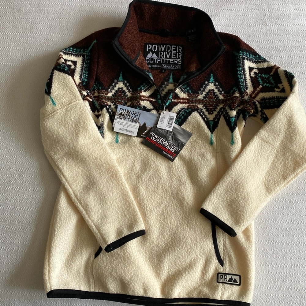 women’s fuzzy half zip sweater aztec size small